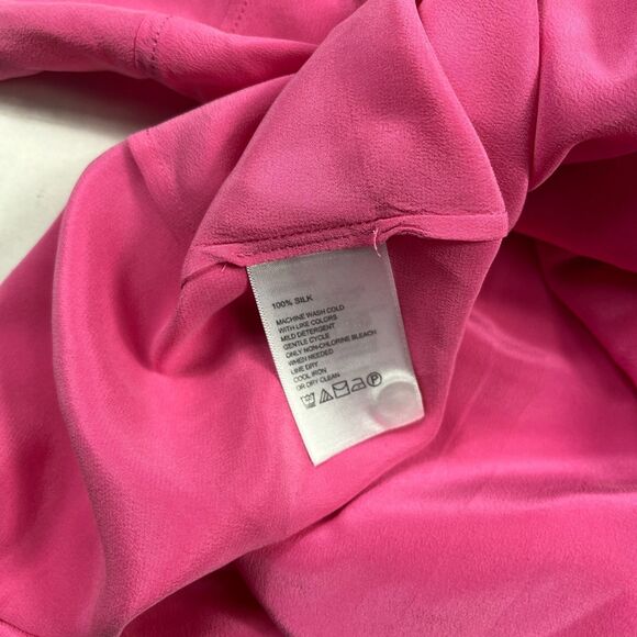 Tommy Bahama Womens Silk Button Down Shirt Hot Pink Short Sleeve Blouse XL/1X - Picture 8 of 11